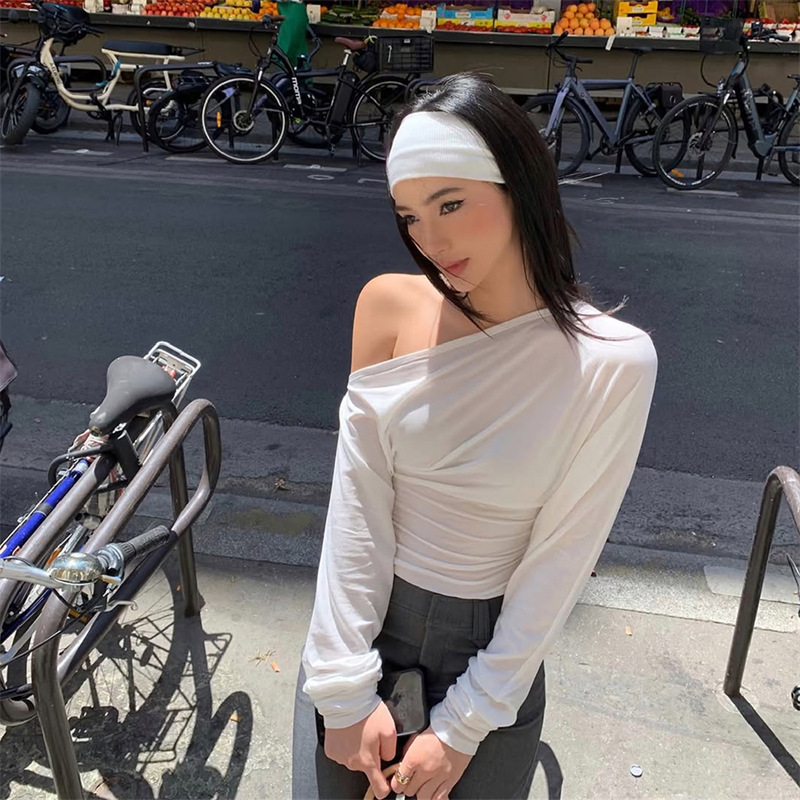 Off Shoulder Blouse - Damskie bluzki z długim rękawem na