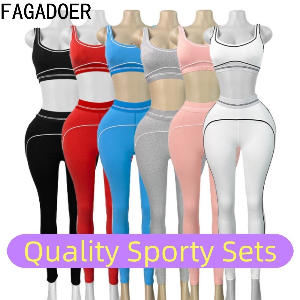Quality Summer Clothing - FAGADOER Modne Zestawy Sportowe z Naszywkami,