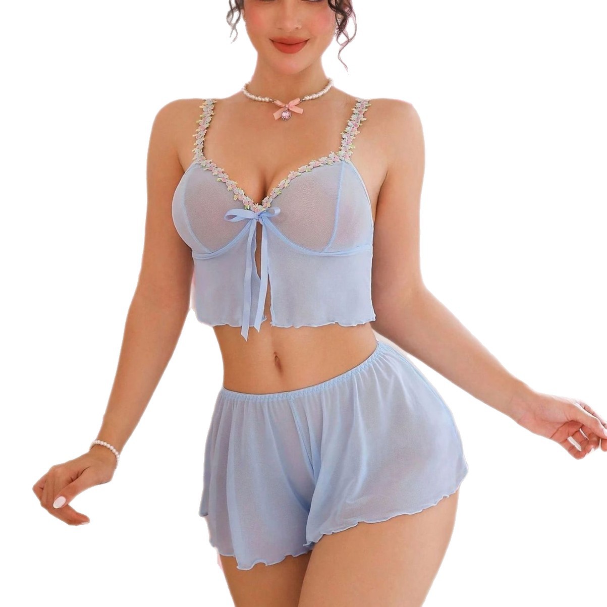 Summer Clothing For Women - Dwuczęściowy Seksowny Różowy Uroczy Zestaw Bielizny