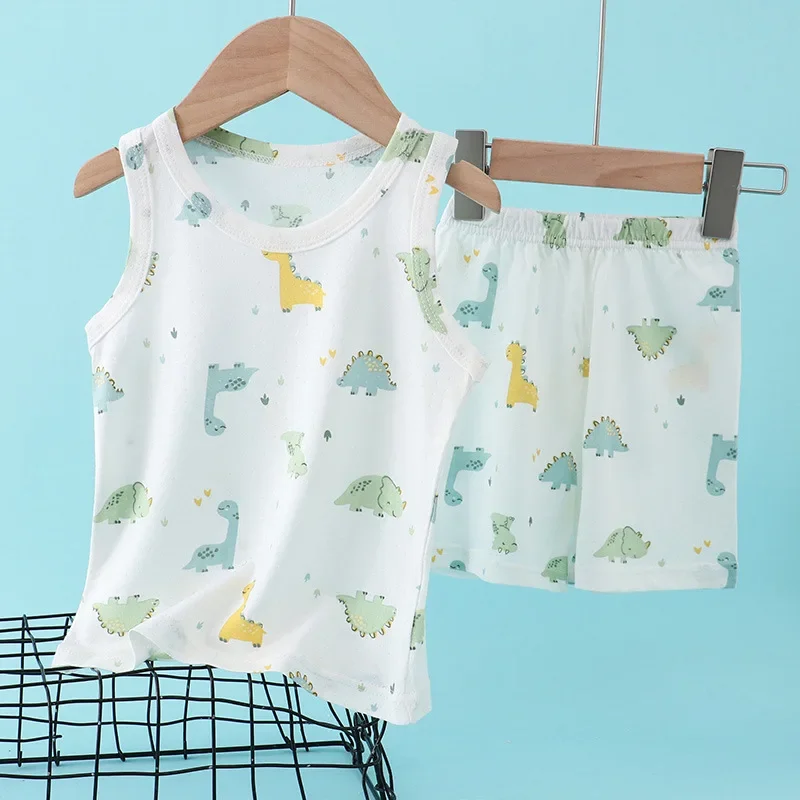 Summer Clothing For Baby Boy - Dziecięcy bambusowo-bawełniany komplet: letnia, cienka, bezrękawnikowa