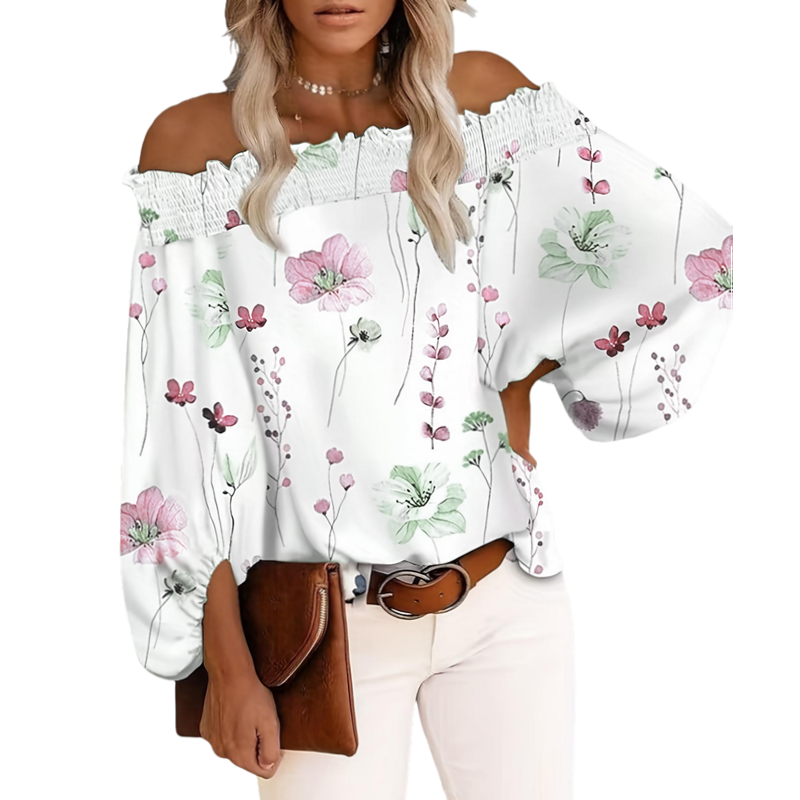 Off Shoulder Blouse - Bluzka damska plus size, nowa, codzienna,