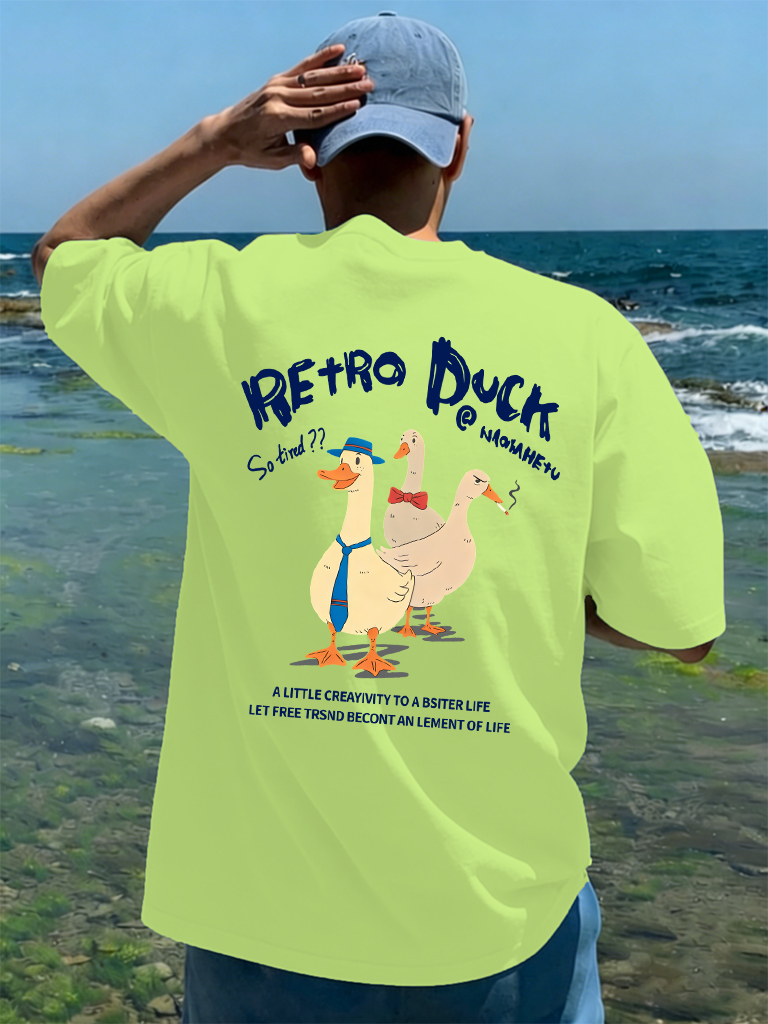 Summer Duck Clothing - Męska koszulka z nadrukiem Retro Duck,