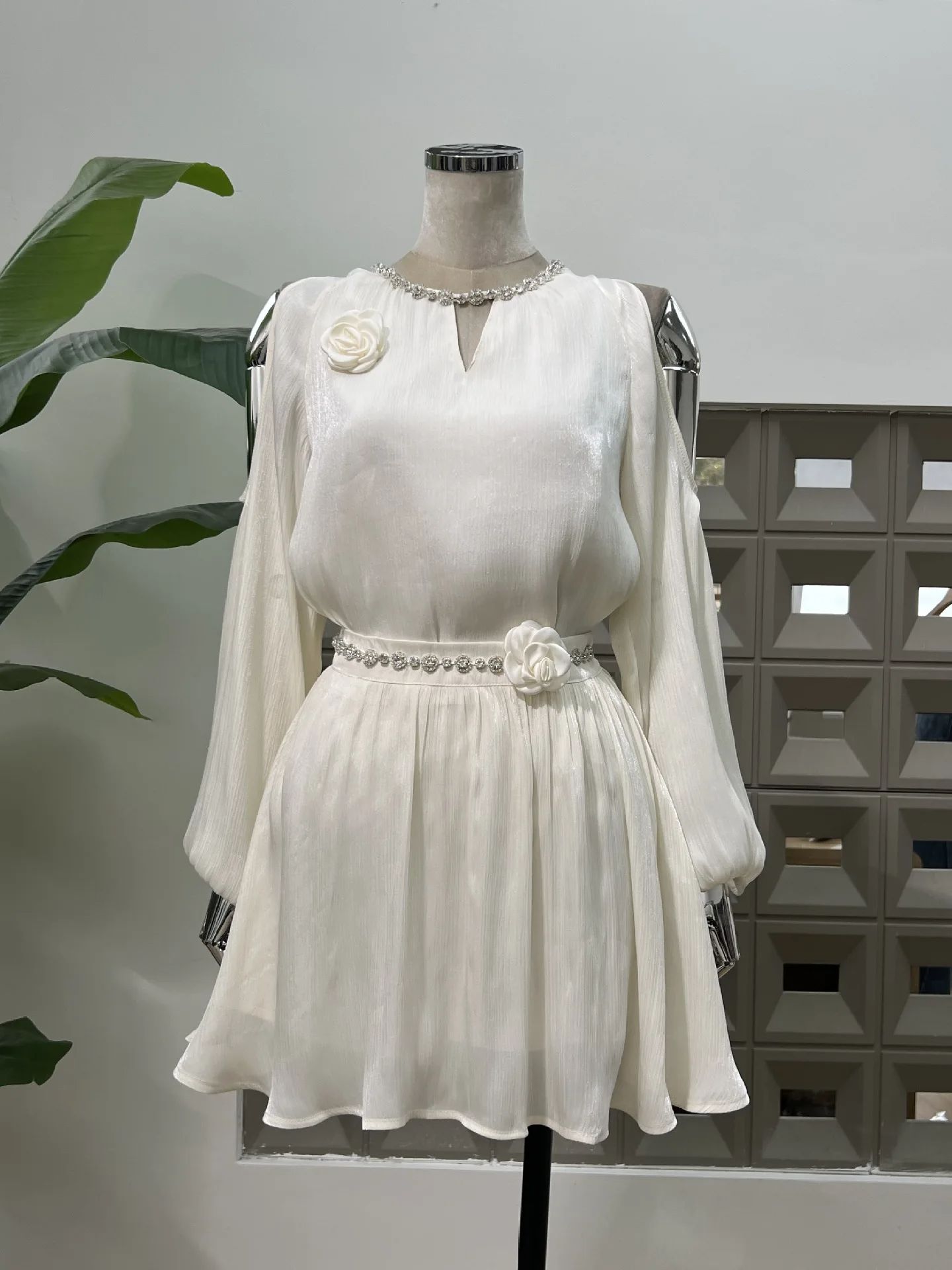 Off Shoulder Blouse - Damskie dwuczęściowe sukienki, bluzka z odkrytymi