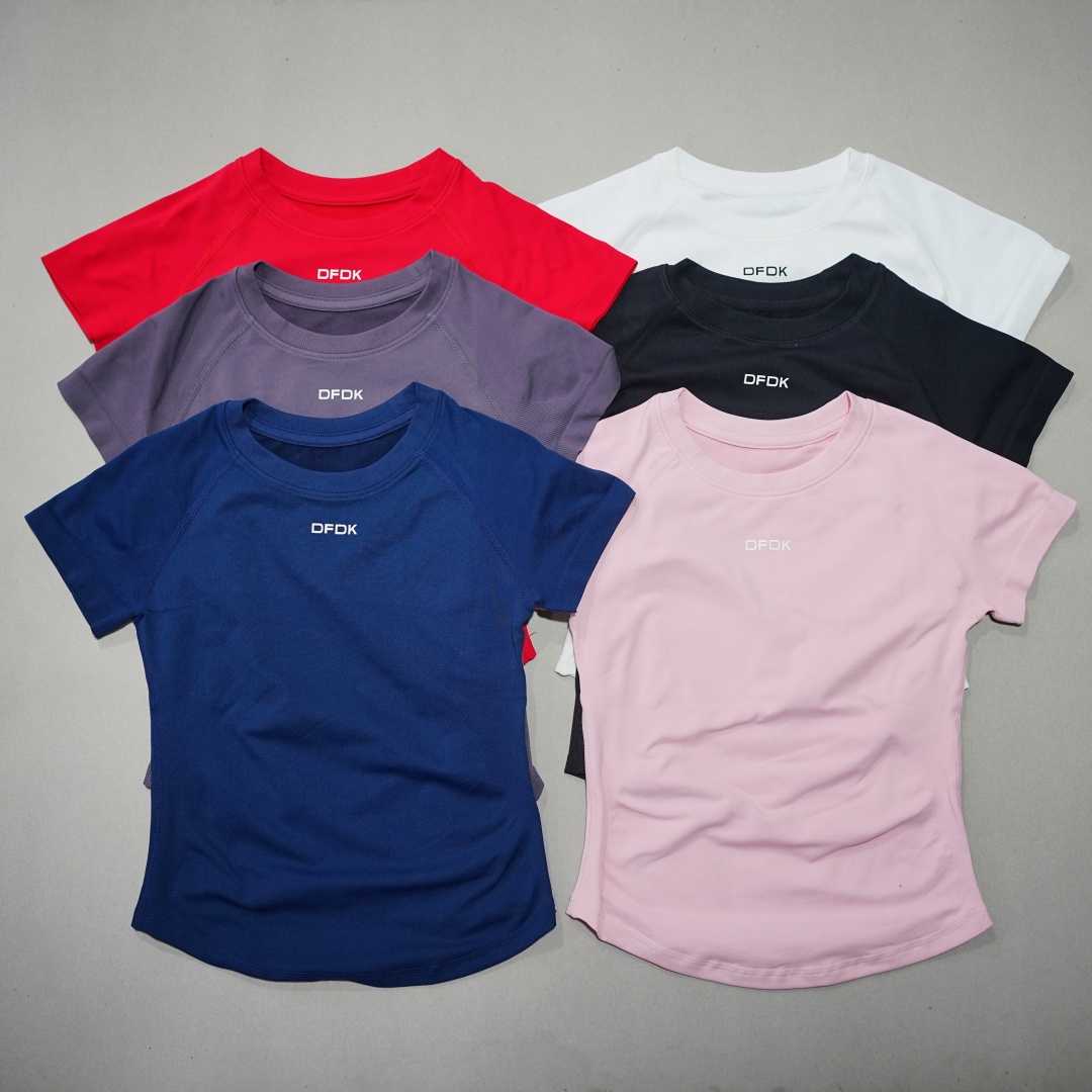 Summer Gym Clothing - DFDK Damska elastyczna, dopasowana koszulka z