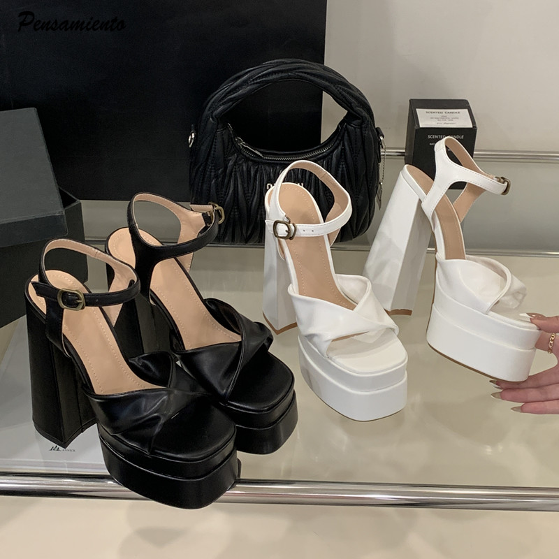 Summer Clothing Petite - Sandały damskie gladiatorki na koturnie z
