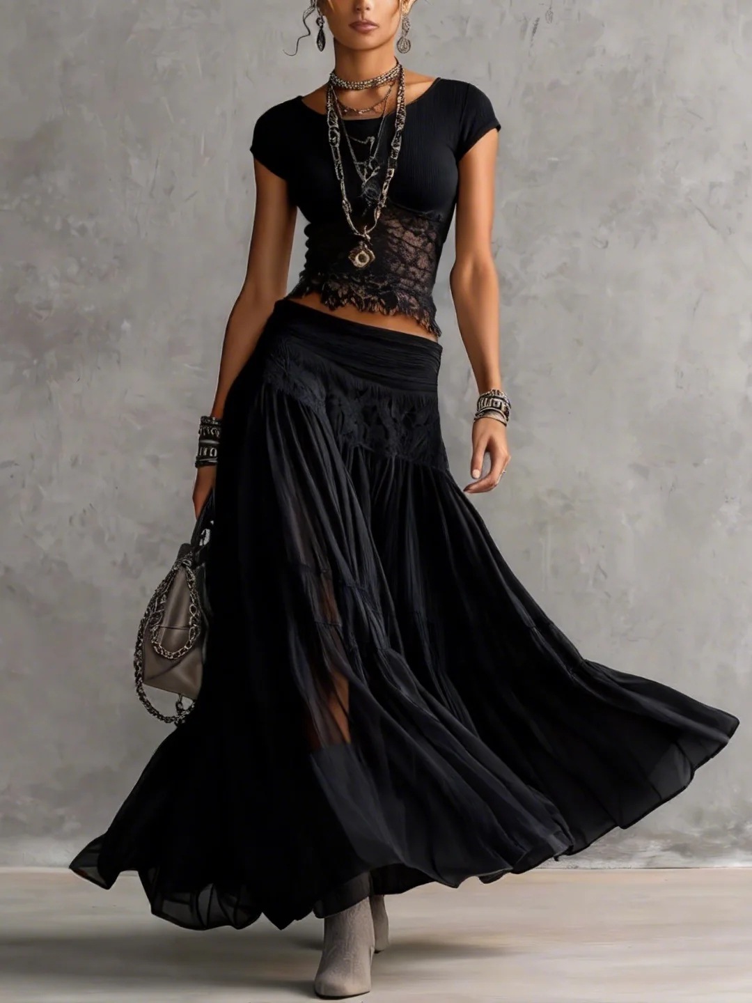 Zestaw: Szary dzianinowy top + – Summer Clothing Fabric recenzja i cena