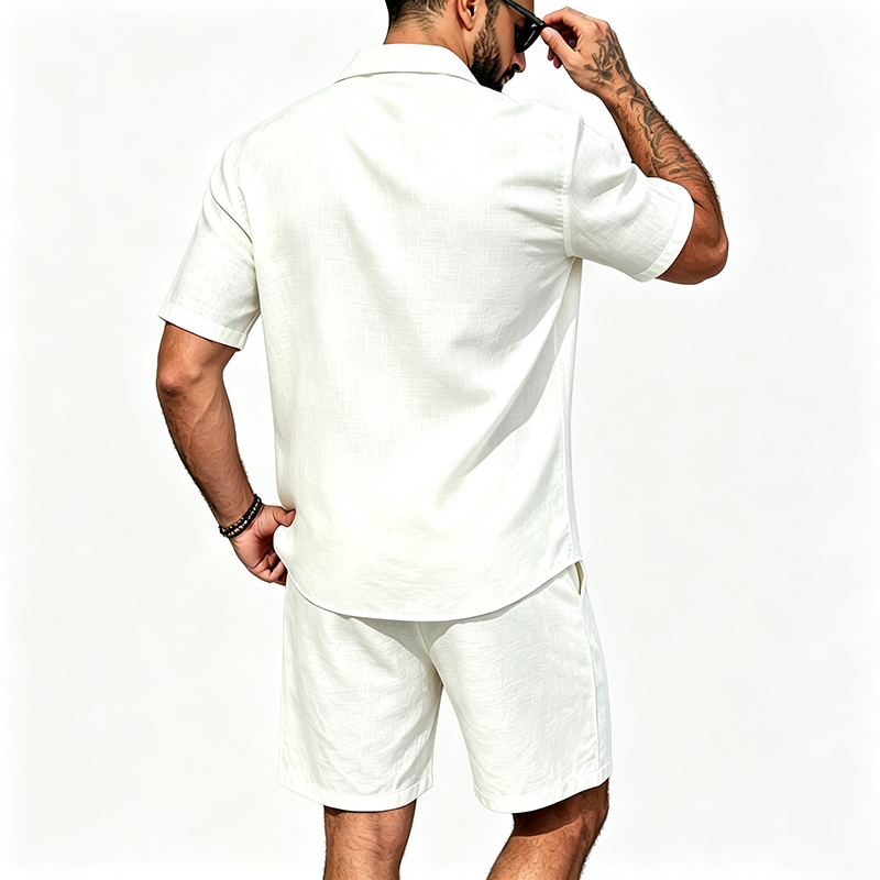 Męski lniany dwuczęściowy zest – Summer Clothing Outfits recenzja i cena