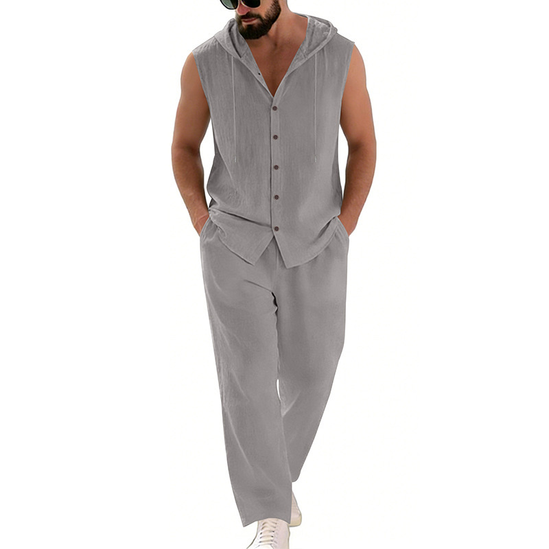 Męski lniany komplet casualowy – Summer Clothing Sets recenzja i cena