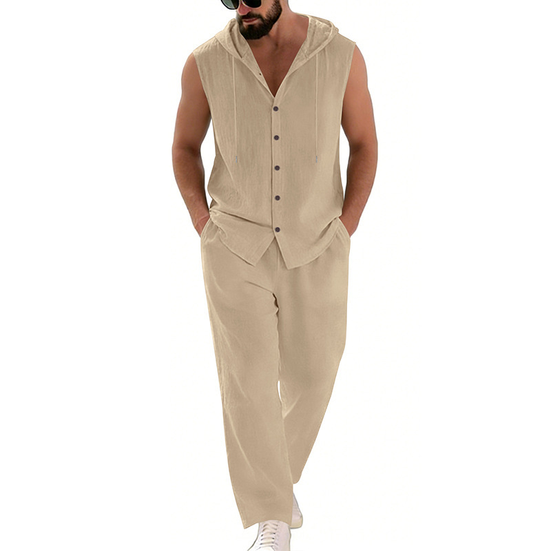 Męski lniany komplet casualowy – Summer Clothing Sets recenzja i cena