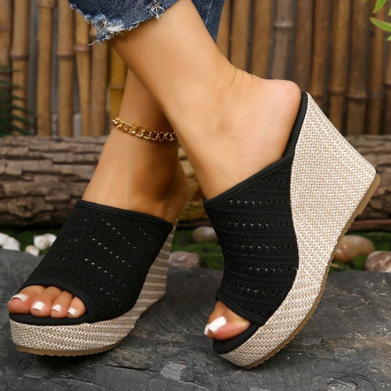 Damskie sandały na koturnie z  – Summer Clothing Fabric recenzja i cena