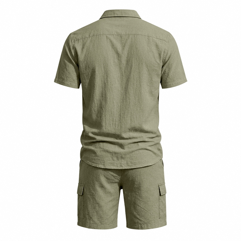 Męski letni lniany dwuczęściow – Summer Clothing Outfits recenzja i cena