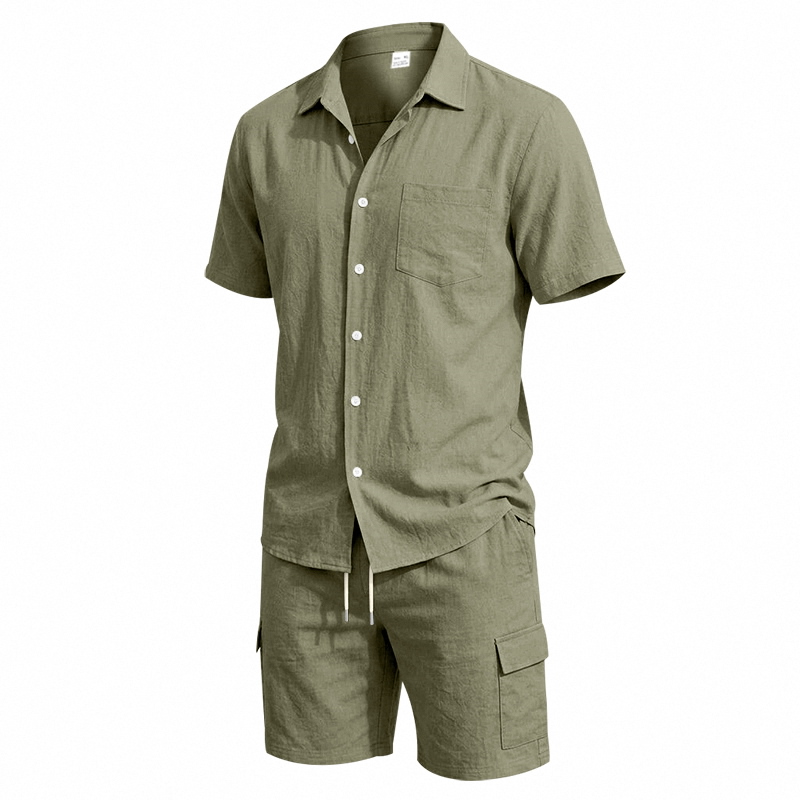 Męski letni lniany dwuczęściow – Summer Clothing Outfits recenzja i cena